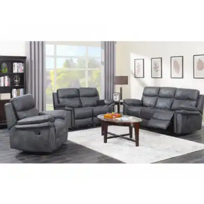 Ricardo Charcoal Grey Fabric Manual Recliner Armchairs