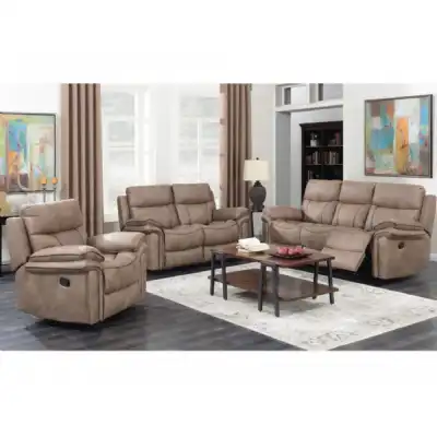 Ricardo Sahara Brown Fabric 2 Seat Manual Recliner Sofas