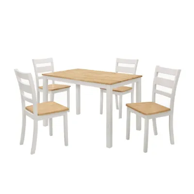 Grey Painted Ladder Back Dining Chair Solid Seat