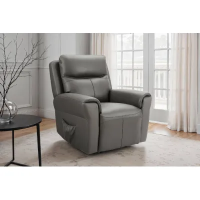 Ash Leather Lift and Rise Dual Motor Electric Recliner