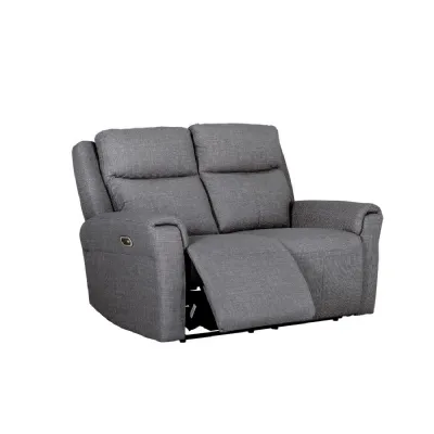 Charcoal Textured Fabric 2 Seater Electric Recliner Sofa