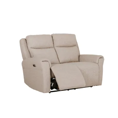 Mushroom Textured Fabric Electric Recliner 2 Seater Sofa