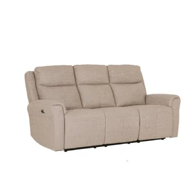 Mushroom Textured Fabric 3 Seater Electric Recliner Sofa