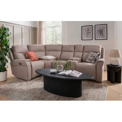 Mushroom Fabric Large Electric Corner Recliner Sofa