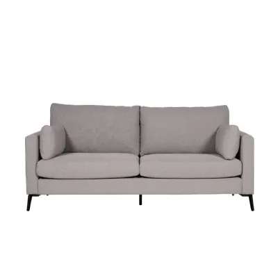 Grey Woven Fabric 3 Seater Sofa with Black Metal Legs