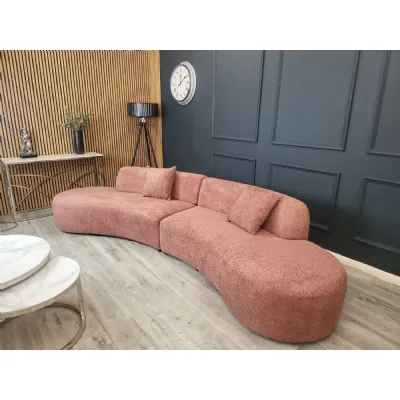 Pink Boucle Fabric Upholstered Curved Cinema Sofa
