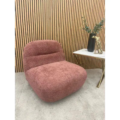 Modern Blush Orange Boucle Swivel Accent Chair with Scatter Cushions