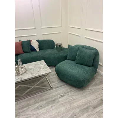 Modern Green Boucle Swivel Accent Chair with Scatter Cushions