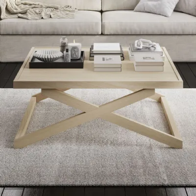 Modern Blonde Oak Large Coffee Table with Square Design