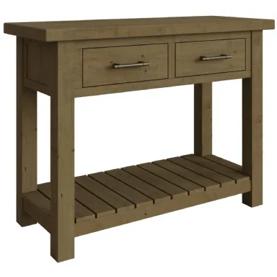 Saltash 2 Drawer Console Table Solid Reclaimed Natural Pine