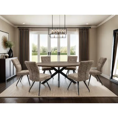 SAMARA 1.8m OVAL DINING TABLE DARK OAK VENEER