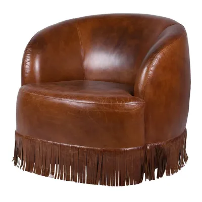 Sedona Fringed Brown Leather Chair