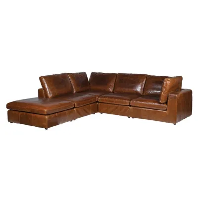 Ryan Brown Leather Corner Sofa