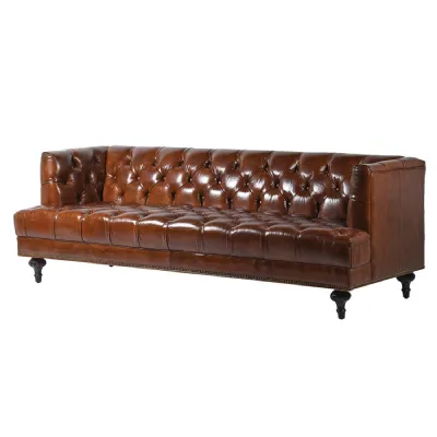 Vintage Brown Leather Chesterfield Sofa