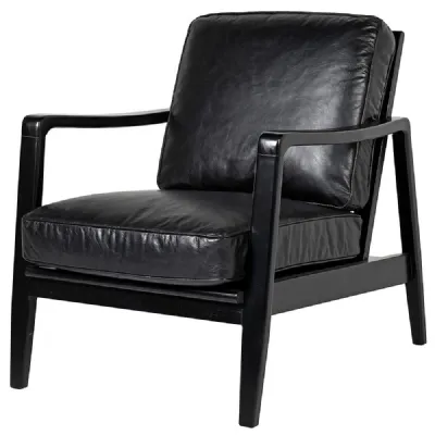 Black Leather Buckle Chair