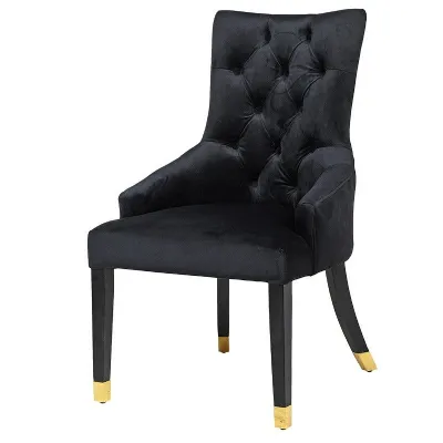 Black Velvet Chair With Gold Feet