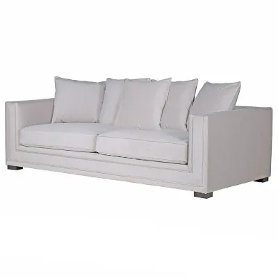 Large Wide Deep Ogden Soft Grey Dacron Fabric 3 Seater Sofa 225cm x 100cm