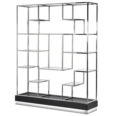 Stepped Stainless Steel Open Bookshelf Display Unit