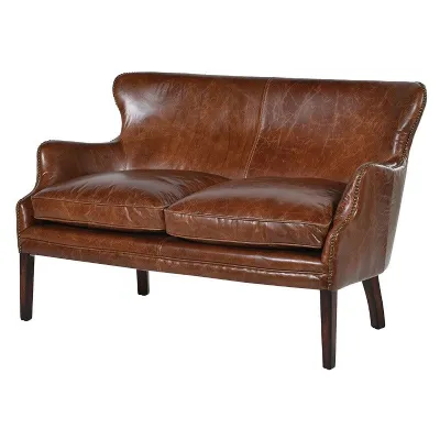 Brown Leather 2 Seater Sofa