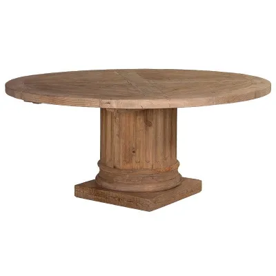 Corinthian Column Large Round Table Reclaimed Timber
