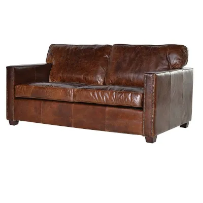 Harper Brown Leather 2 Seater Sofa