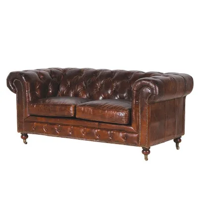 Vintage Leather Chesterfield 2 Seater Sofa