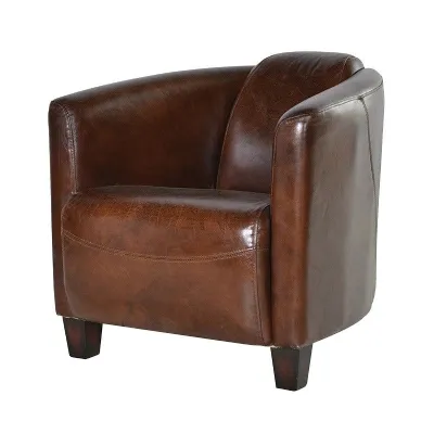 Vintage Leather Armchair Distressed Shabby Chic