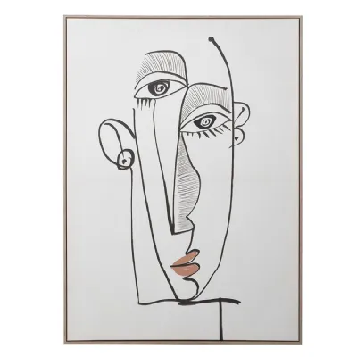Abstract Face with Orange Lips Canvas