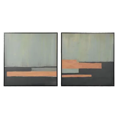 Set of 2 Green and Black Block Pictures