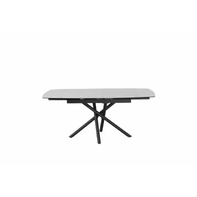 Modern Sleek Ceramic Top Large Extending 8 Seater Dining Table with Black Base
