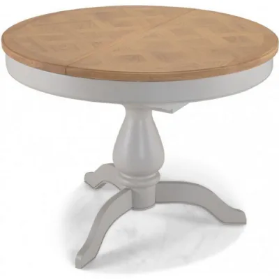 Newbury Oak And Grey Painted Round Extending Table And 6 Chairs
