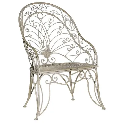 Grey Wash Metal Garden Chair