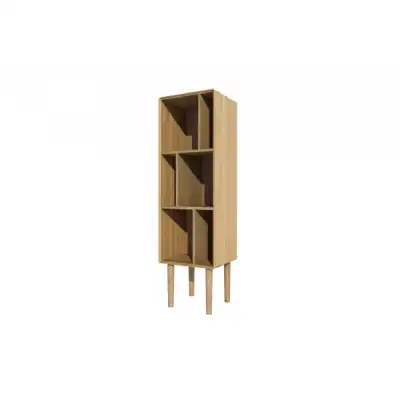 Scandic Nordic Oak Narrow Open Display Cabinet on Legs 160 x 48cm