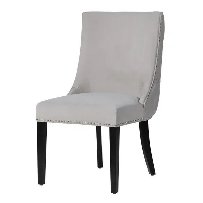 Grey Chrome Stud Button Chair
