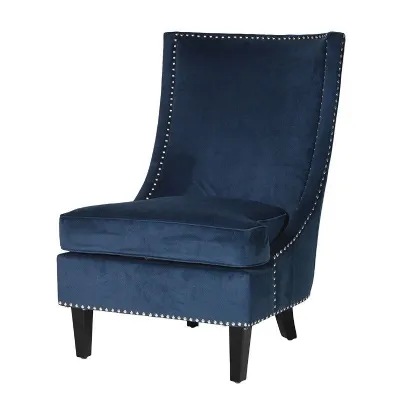 Blue Sofa Chair With Silver Studs