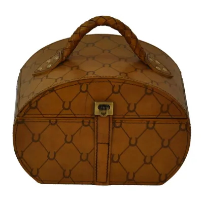 Handcrafted Leather And Brass Rounded Jewellery Box Tan