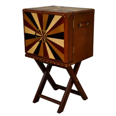 Handcrafted Open Front Bar with Stand Cognac