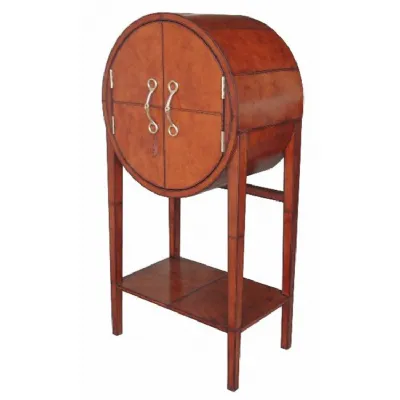 Handcrafted Leather And Brass Round Bar Cognac
