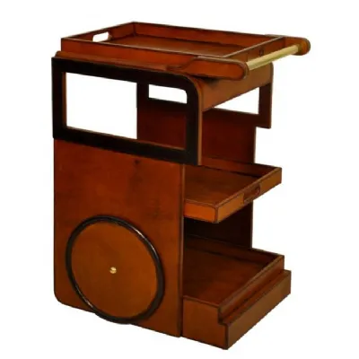 Handcrafted Leather And Brass Drinks Trolley Cognac