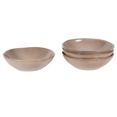 Set of 4 Taupe Organic Bowls