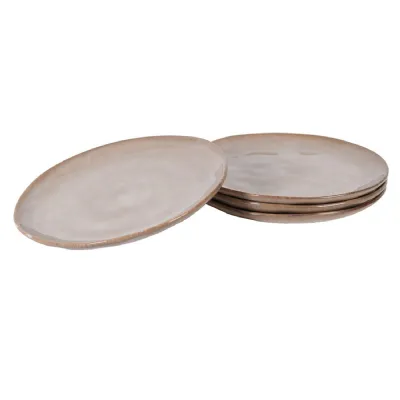 Set of 4 Taupe Organic Side Plates