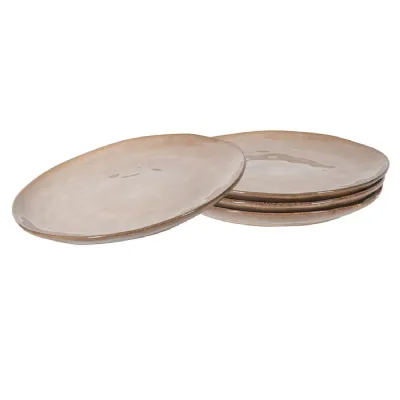 Set of 4 Taupe Organic Dinner Plates