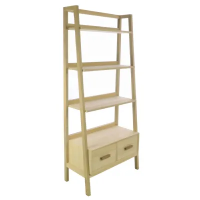 Modern Wood 2 Drawer 3 Shelf Open Bookcase Display Unit