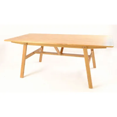 Modern Natural Wood 200cm Rectangular 8 Seater Dining Table