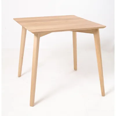 Modern Oak Veneer Square Dining Table with Tapered Legs 80cm
