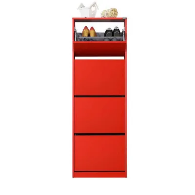 Four Tier Shoe Storage Cabinet Holds up to 24 pairs in Red