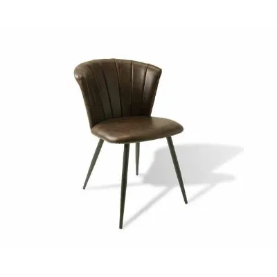 Modern Brown PU Leather Upholstered Curved Back Dining Chair