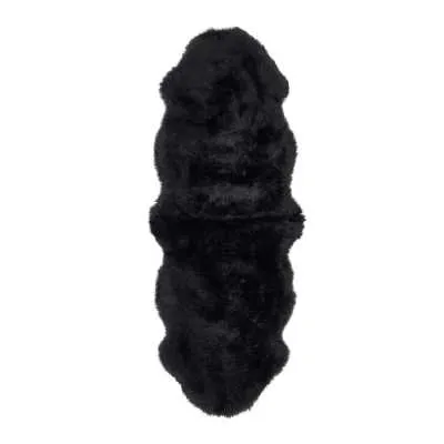 Origins Genuine Hand Finished Sheepskin Super Soft Adobe Black Double Rug 70x175cm
