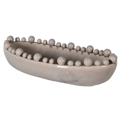 Cream Oval Bobble Edged Bowl