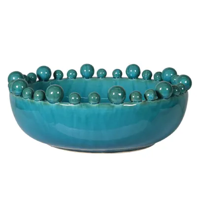Aqua Bobble Edged Bowl
